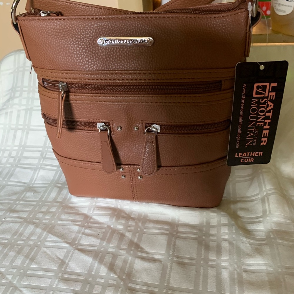 NWT All leather crossbody multi pockets